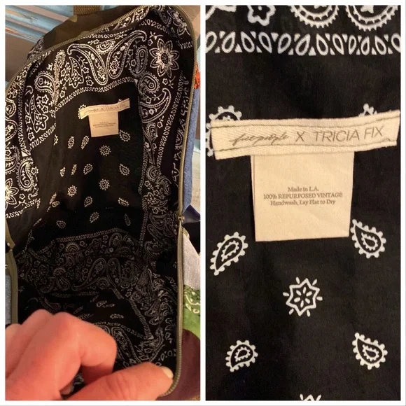 Free People X Tricia Fix Boho Patchwork With Crochet Patches and Leather Straps - Picture 9 of 15